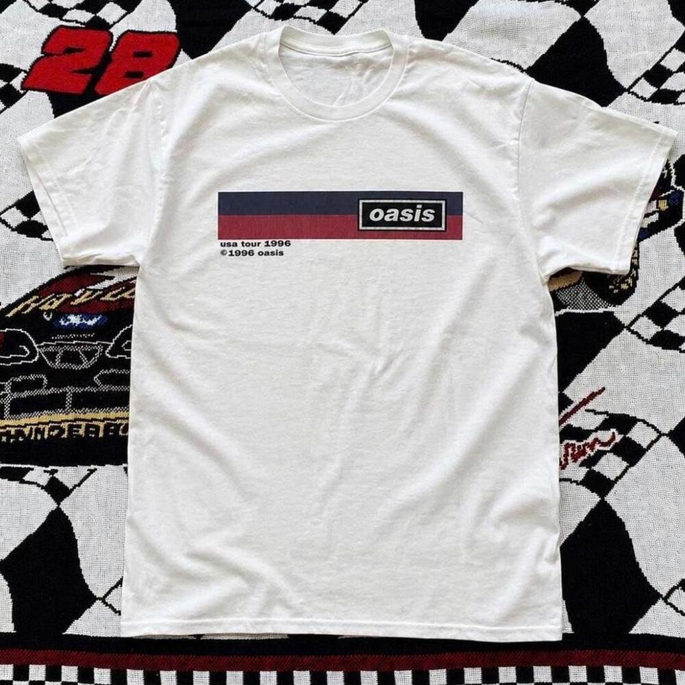 Gildan Men White T-Shirt, Oasis Usa Tour 96 White T-Shirt